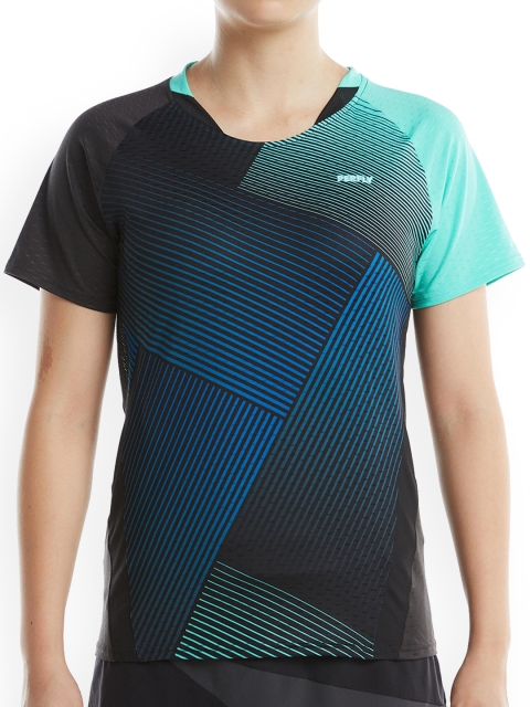 

PERFLY By Decathlon Women Green Printed Round Neck Badminton T-shirt