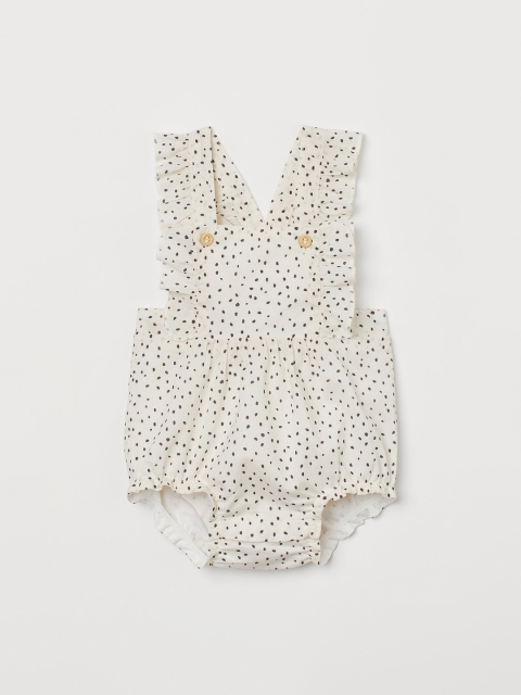 

H&M Girls White & Black Frill-trimmed Dungaree Shorts