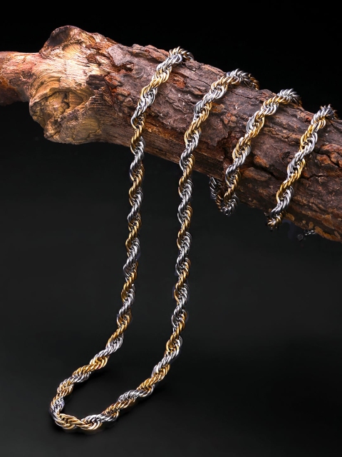 

Yellow Chimes Men Gold-Toned & Silver-Toned Stainless Steel Gold-Plated Chain