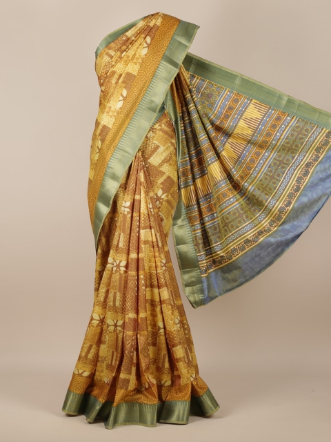 

Pothys Mustard Printed Jute Silk Saree