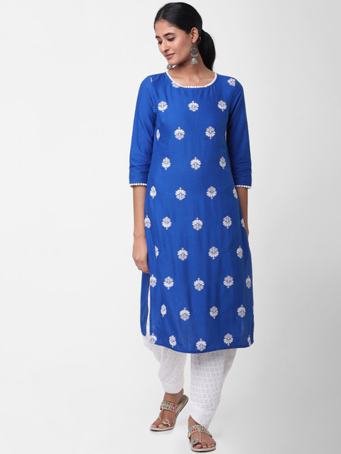 

Naari Women Blue Ethnic Motifs Embroidered Kurta