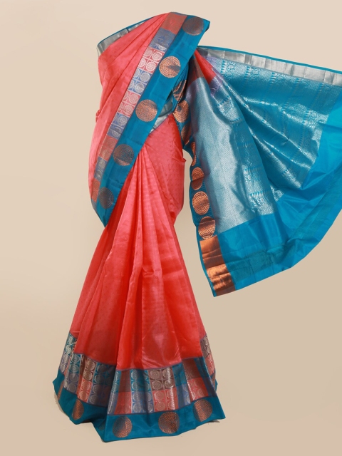 

Pothys Pink & Blue Pure Silk Woven Design Kanjeevaram Saree