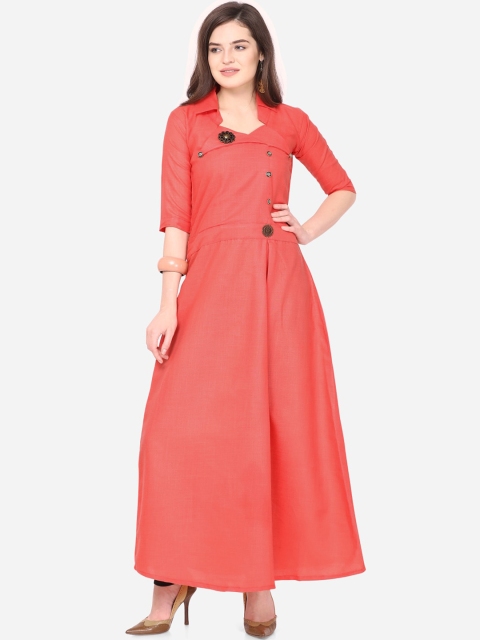 

Silk Bazar Women Coral Pink Solid Kurta