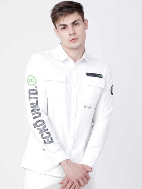 

Ecko Unltd Men White Slim Fit Printed Casual Shirt