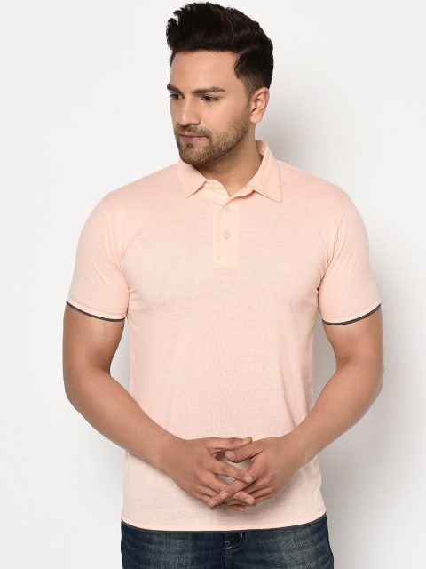 

ELEGANCE Men Pink Solid Polo Collar T-shirt