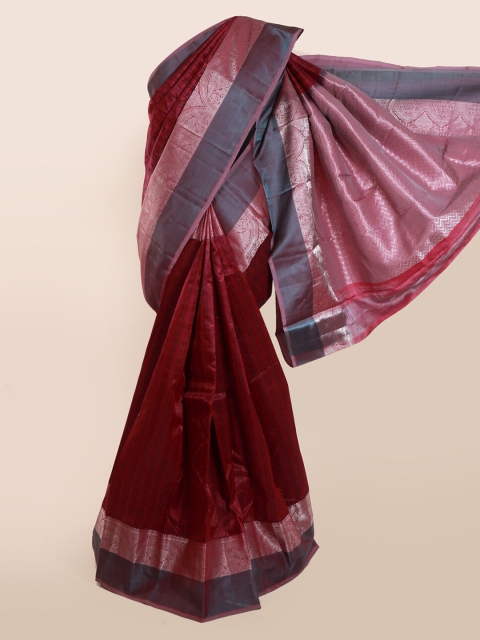 

Pothys Maroon & Pink Pure Silk Woven Design Kanjeevaram Saree