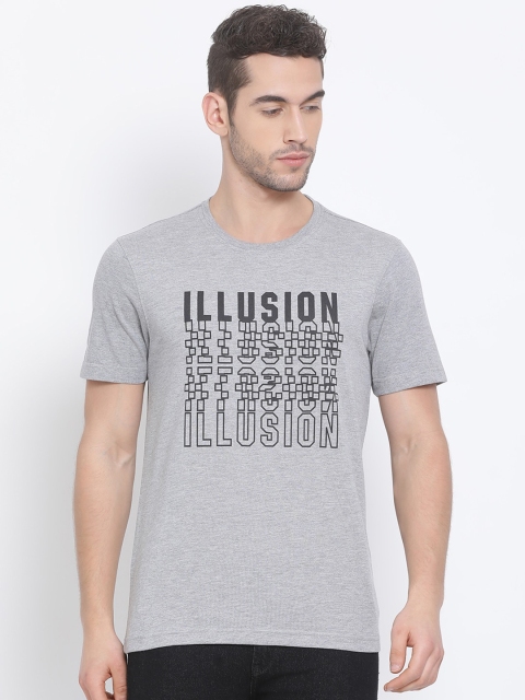 

Club York Men Grey Printed Round Neck T-shirt
