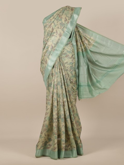 

Pothys Cream-Coloured Floral Printed Jute Silk Saree