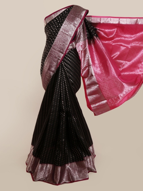 

Pothys Black & Pink Pure Silk Woven Design Kanjeevaram Saree