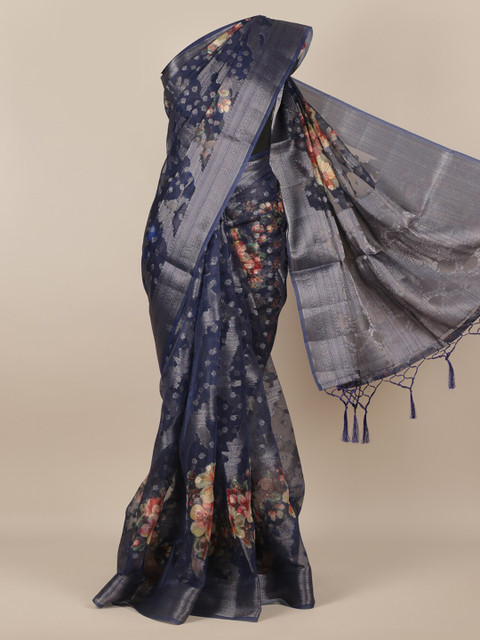 

Pothys Navy Blue Woven Design Tissue Saree