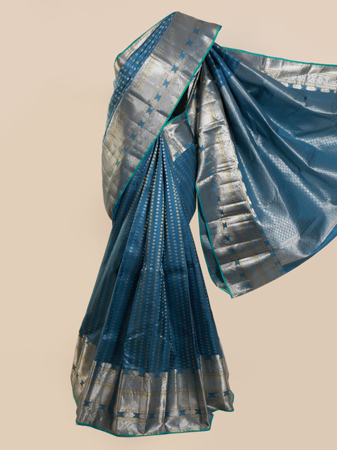 

Pothys Blue Pure Silk Woven Design Kanjeevaram Saree