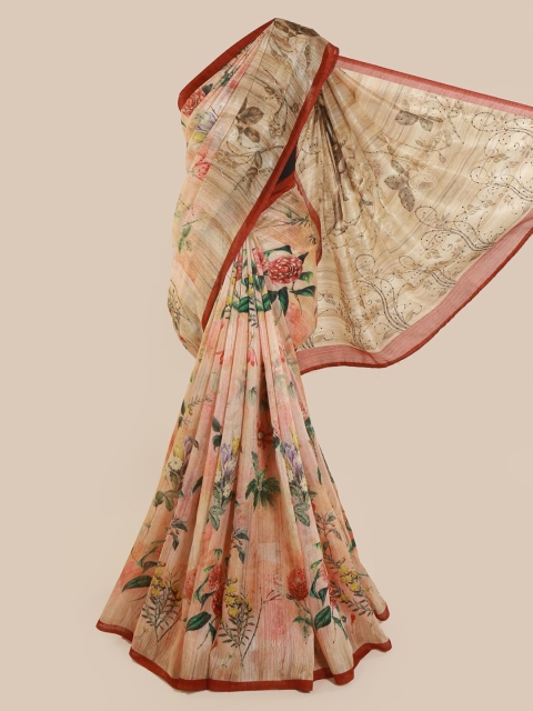 

Pothys Multicoloured Printed Linen Blend Saree, Multi