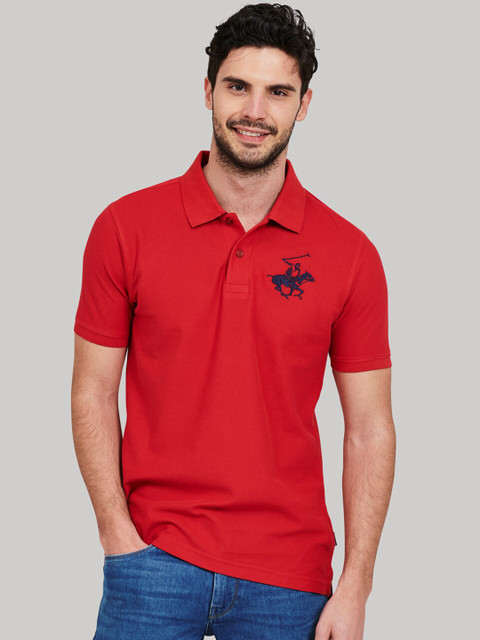 

Beverly Hills Polo Club Men Red Solid Polo Collar T-shirt