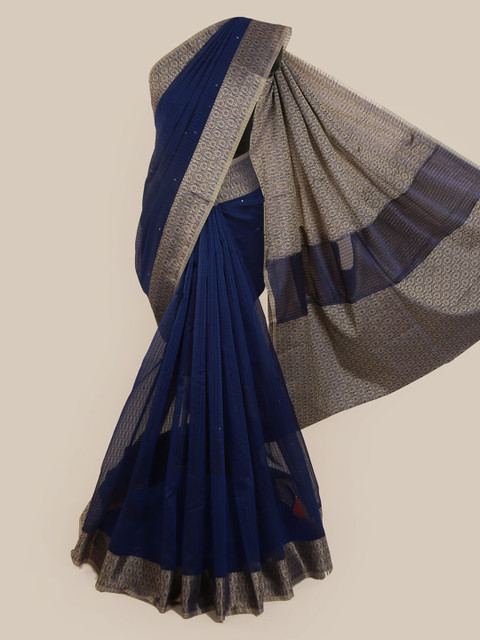 

Pothys Blue Striped Supernet Saree