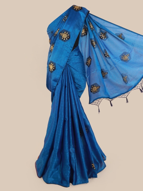 

Pothys Blue Embroidered Cotton Blend Saree