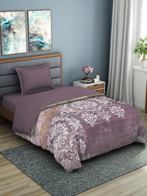 

SPACES Mauve & White Ethnic Motifs AC Room 150 GSM Single Bed Quilt