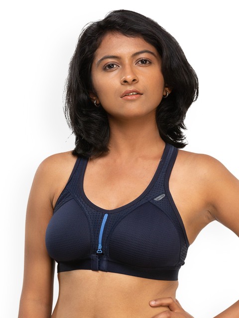 

Kalenji By Decathlon Navy Blue Self Design Non-Wired Heavily Padded Workout Bra 964340