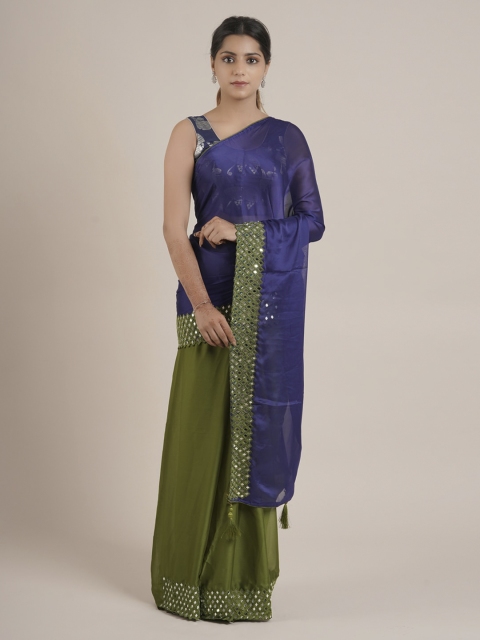 

Pothys Blue Embellished Poly Chiffon Saree