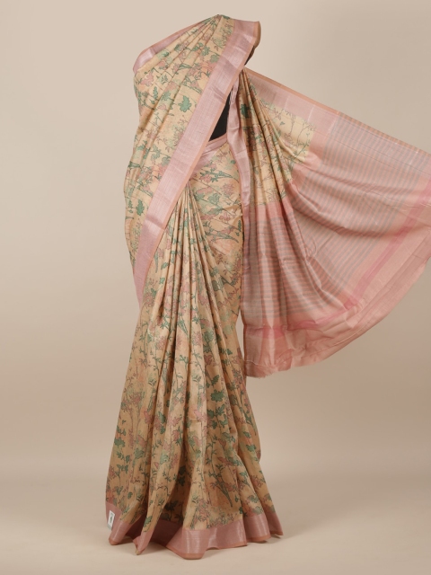 

Pothys Beige Printed Jute Silk Saree