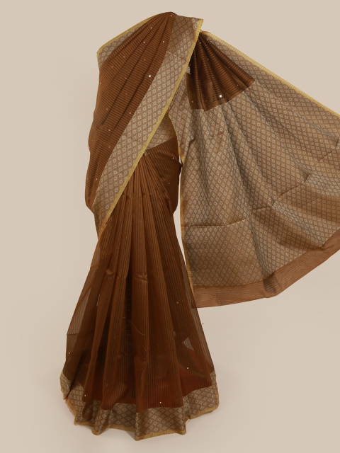 

Pothys Brown Striped Supernet Saree
