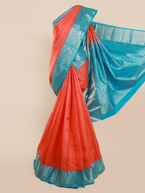 

Pothys Orange & Blue Pure Silk Woven Design Kanjeevaram Saree