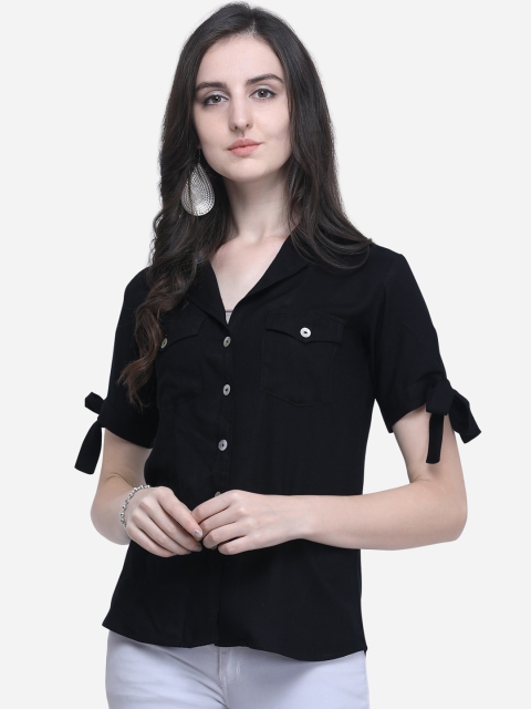 

Fbella Women Black Regular Fit Solid Casual Shirt