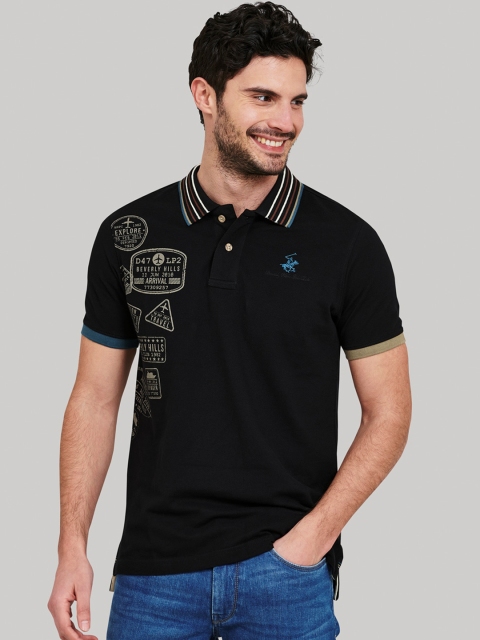 

Beverly Hills Polo Club Men Black Solid Polo Collar T-shirt