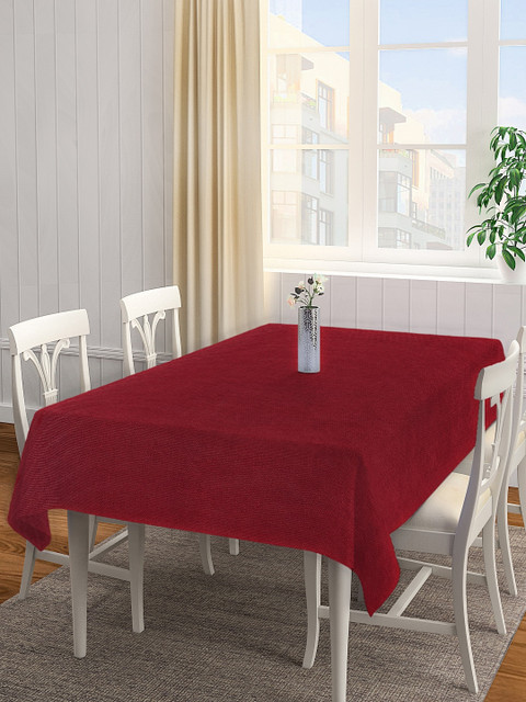 

KLOTTHE Red Solid Woven Design 6-Seater Rectangular Table Cover