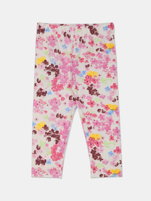 

Cherokee Girls Pink & Yellow Floral Printed Ankle-Length Treggings