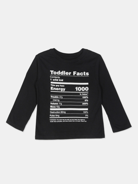 

The Childrens Place Boys Black Printed Round Neck Cotton T-shirt