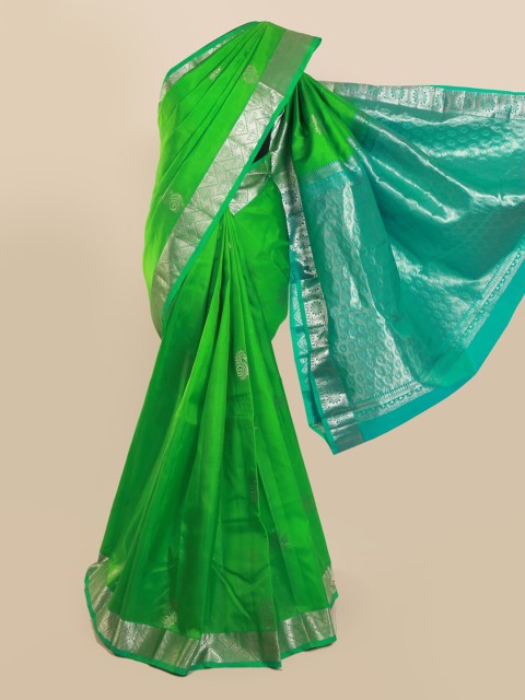 

Pothys Green Pure Silk Solid Kanjeevaram Saree