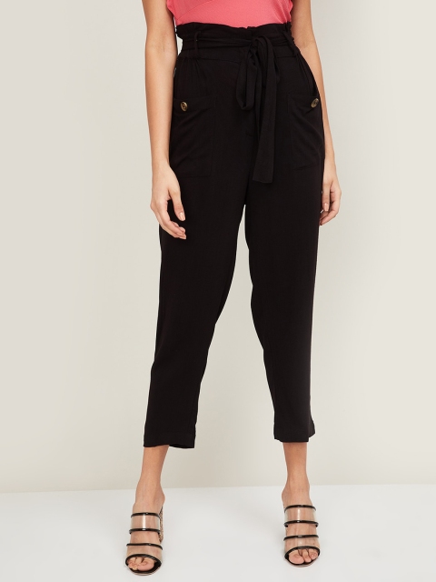 

CODE by Lifestyle Women Black Regular Fit Solid Regular Trousers