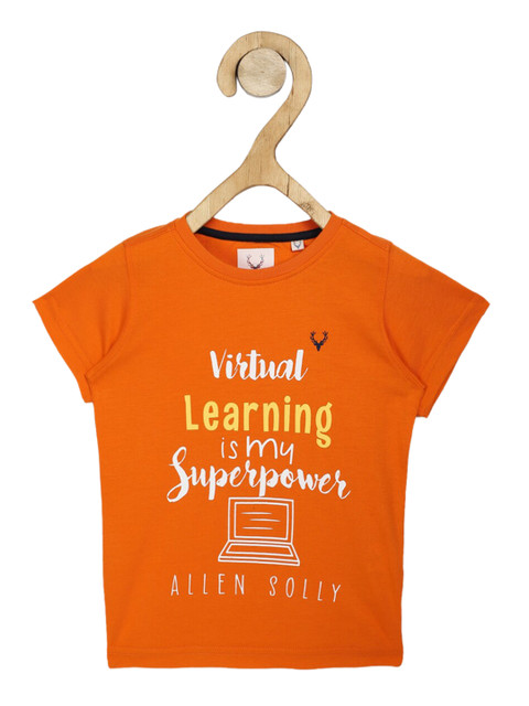 

Allen Solly Junior Boys Orange Printed Round Neck T-shirt
