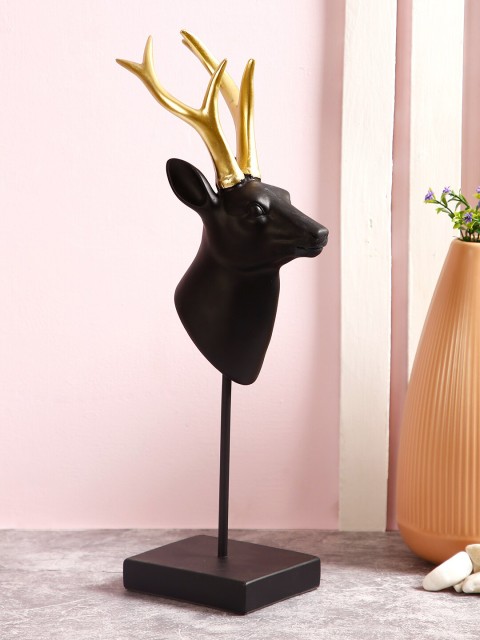 

TAYHAA Black & Gold-Toned Artpiece With Antlers Showpiece