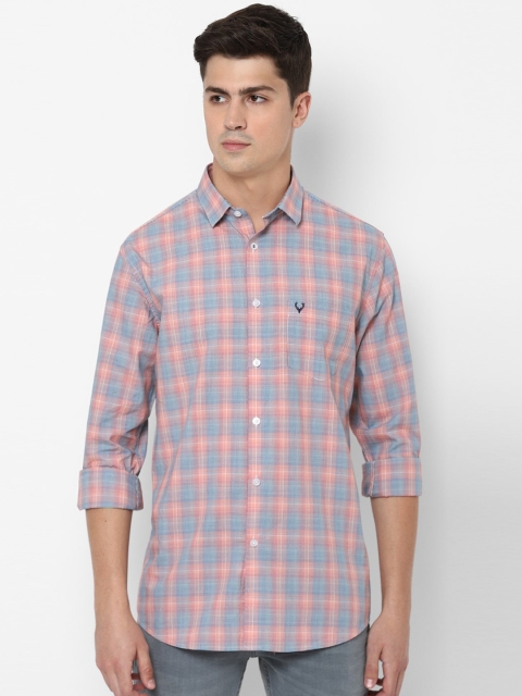

Allen Solly Men Pink & Blue Slim Fit Checked Cotton Casual Shirt