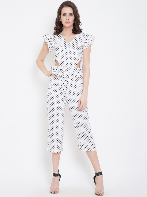 

DODO & MOA Women White & Black Printed Capri Jumpsuit