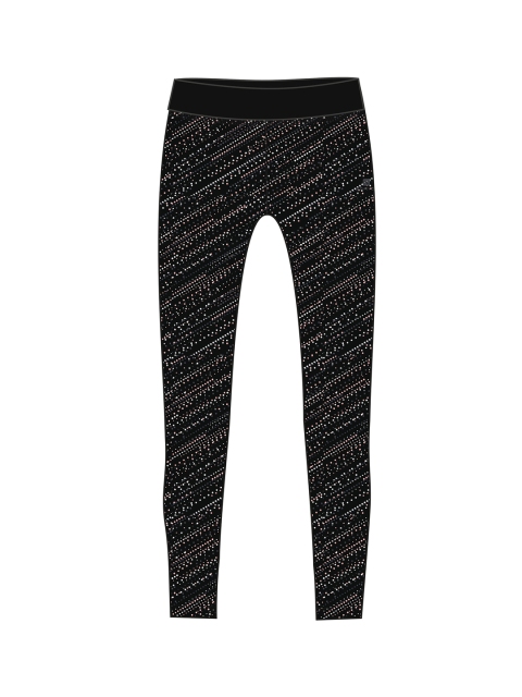 

Domyos By Decathlon Girls Black & White Printed Ankle-Length Gym Leggings