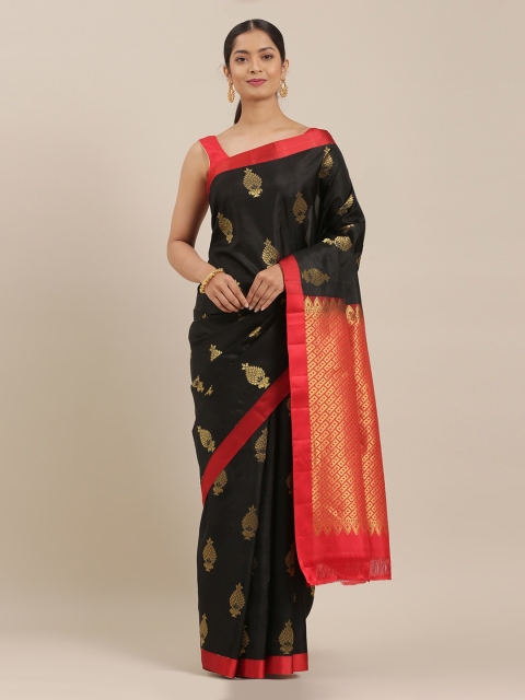 

The Chennai Silks Black Pure Silk Woven Design Kanjeevaram Saree