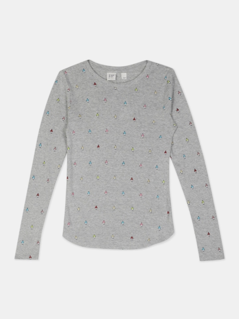 

GAP Girls Grey Printed Ribbed Tee