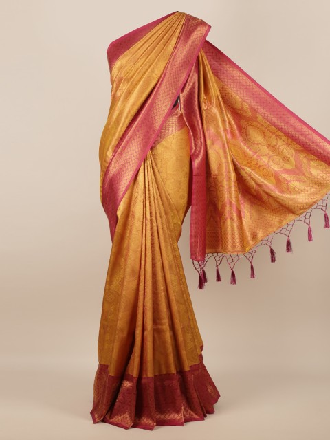 

Pothys Mustard Woven Design Jute Silk Saree