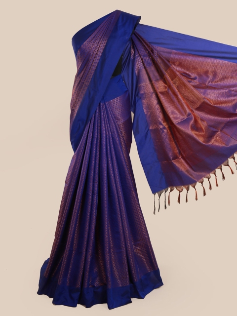 

Pothys Blue Woven Design Silk Cotton Saree With Tasseled Pallu