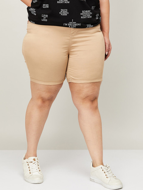 

nexus Women Beige Solid Regular Fit Regular Shorts