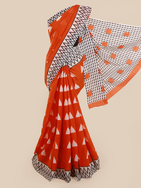 

Pothys Orange Printed Pure Cotton Saree