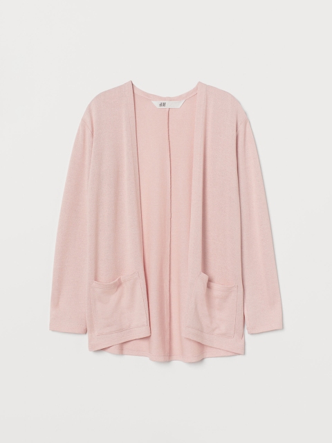 

H&M Girls Pink Solid Fine-Knit Cardigan