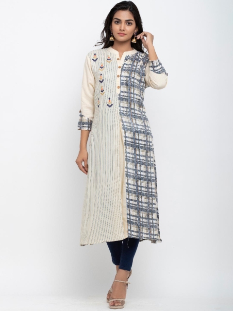 

Tistabene Women Blue & Beige Checked Kurta