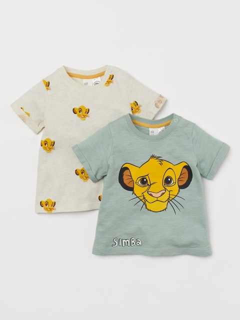 

H&M Boys Beige & Green Printed 2-Pack Printed T-shirts
