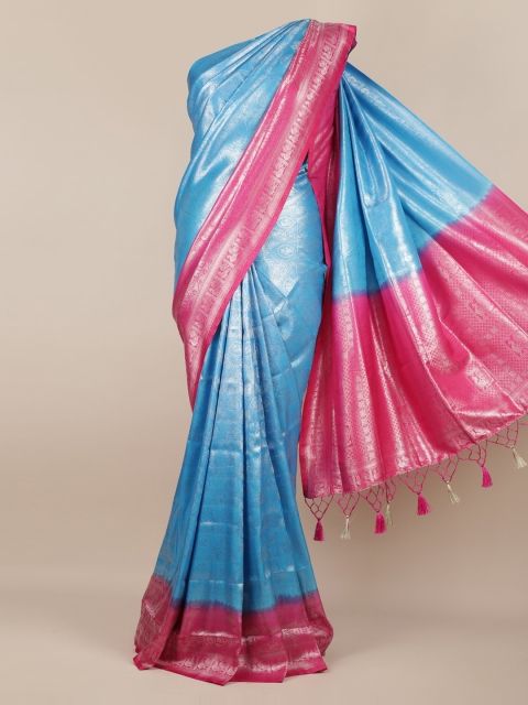 

Pothys Blue Woven Design Jute Silk Saree With Tasseled Pallu