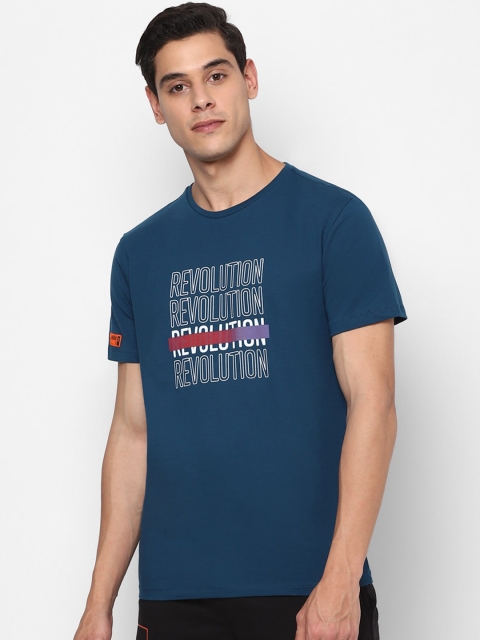 

Allen Solly Tribe Men Navy Blue Printed Mandarin Collar T-shirt