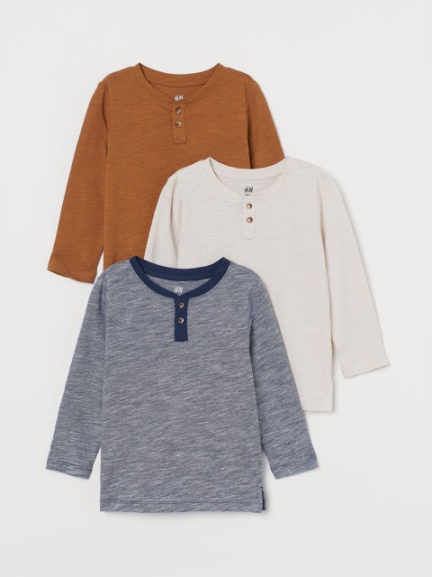 

H&M Boys Multicoloured 3-Pack Henley Tops, Multi