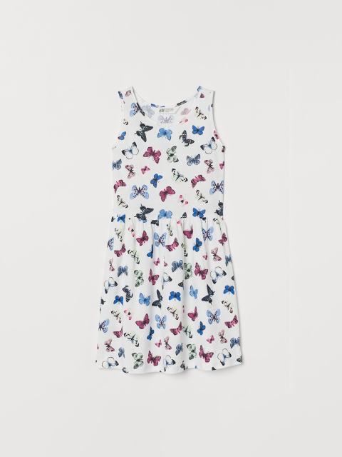 

H&M Girls White Patterned Jersey Dress